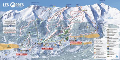 Plan des pistes de ski de la station des Orres